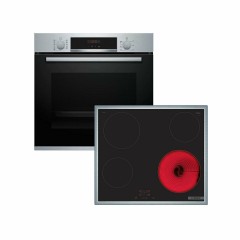 Bosch HBA534ES4 + PKE645BA2E Φούρνος άνω Πάγκου 71lt με Κεραμικές Εστίες Π59.4εκ. Inox